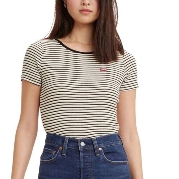 Levi's Women's Striped Short Sleeve Tee Size Stretch Cotton Size S - Picture 7 of 7
